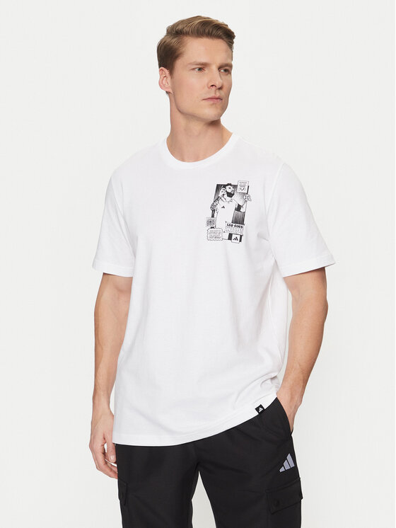 adidas adidas Тишърт Messi Icon Graphic JJ1414 Бял Regular Fit