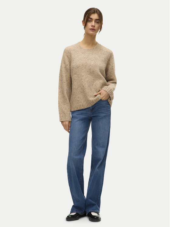 Vero Moda Vero Moda Sweter Ingrid 10331365 Beżowy Regular Fit