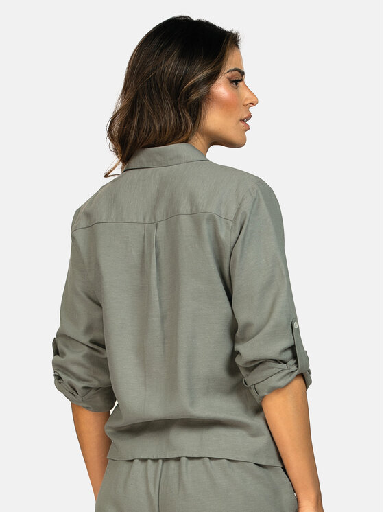Feba Feba Koszula F249 Khaki Comfort Fit