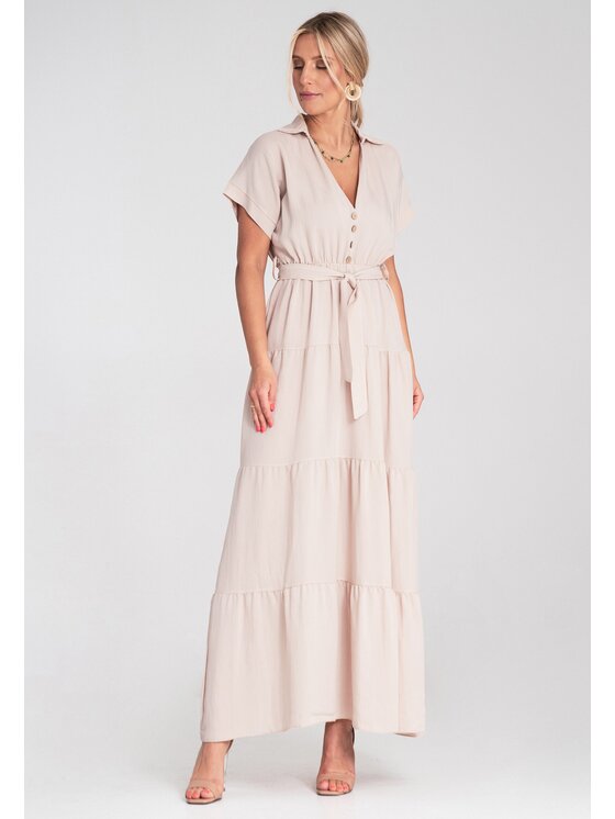 FIGL FIGL Letné šaty M1195 Béžová A-Line Fit