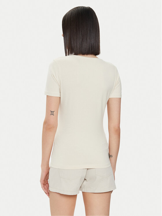 4F 4F Tričko 4FWSS24TTSHF1359 Écru Slim Fit