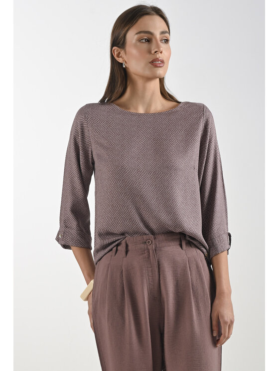 Femestage Femestage Blúzka Femestage AB BASE BLU2980-M16 Hnedá Regular Fit