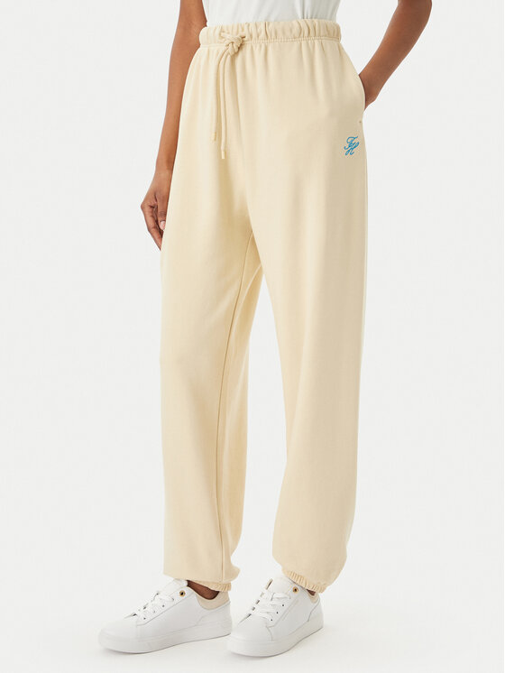 Tommy Hilfiger Pantaloni trening Logo Embroidery WW0WW49706 Bej deschis Regular Fit