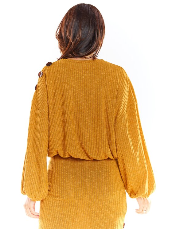 Awama Awama Sweter A318 Brązowy Basic Fit