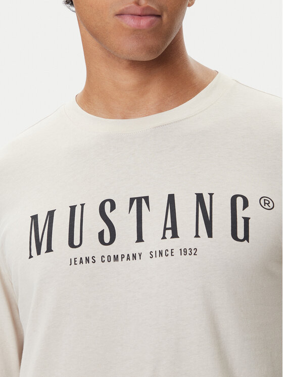 Mustang Mustang Longsleeve Asheville 1016873 Kremowy Regular Fit