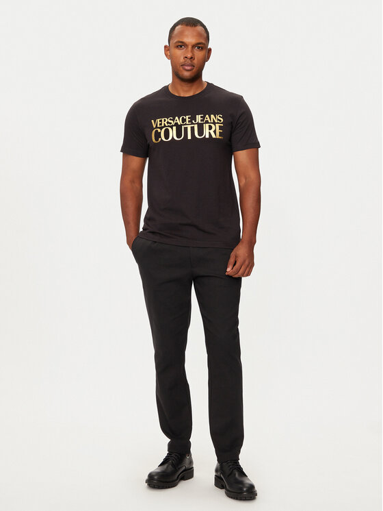 Versace Jeans Couture Versace Jeans Couture Marškinėliai 77GAHT05 Juoda Regular Fit