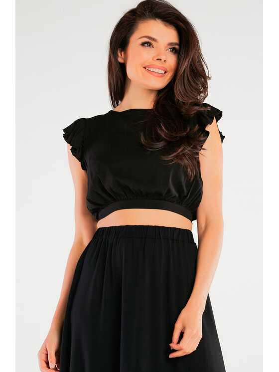 Awama Awama Bluzka A429 Czarny Basic Fit