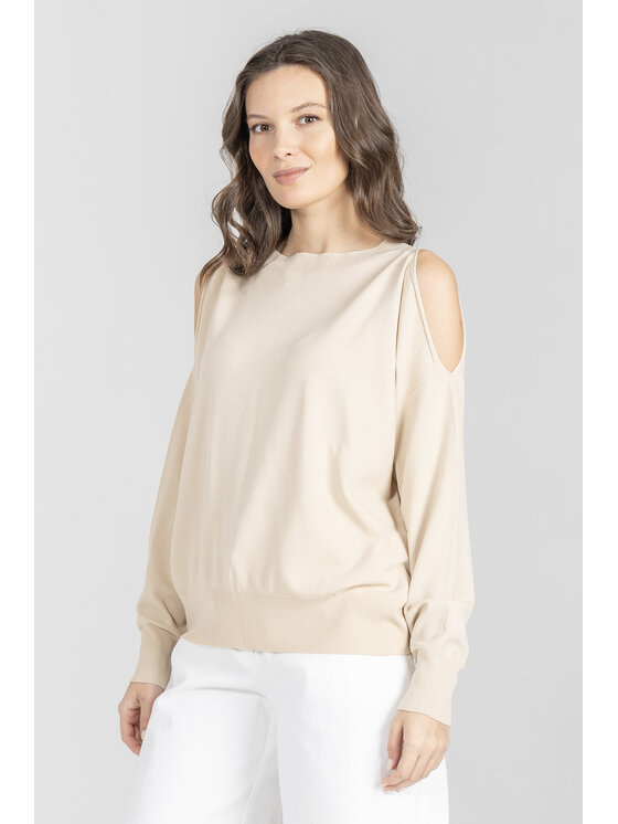 Deni Cler Milano Deni Cler Milano Sweter T-DC-S418-F2-20-12-1 Beżowy Regular Fit