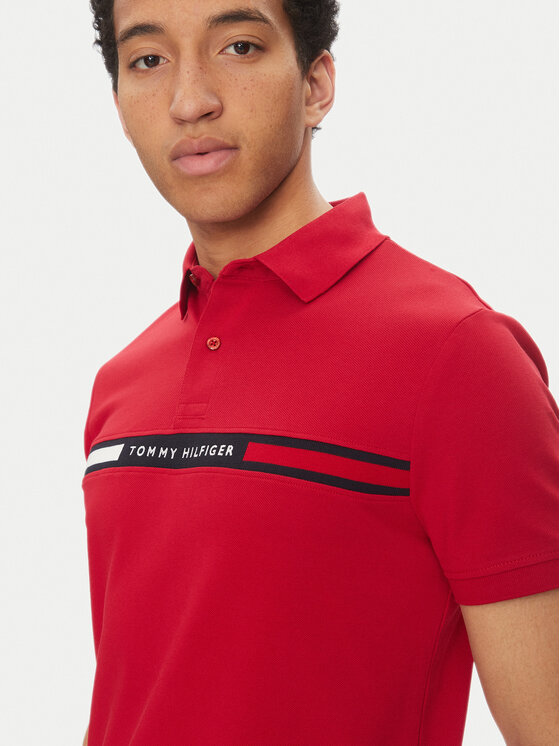 Tommy Hilfiger Tommy Hilfiger Тениска с яка и копчета Chest Insert MW0MW38130 Червен Regular Fit