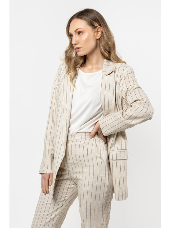 Awama Awama Marynarka A728 Beżowy Basic Fit