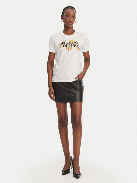 Versace Jeans Couture Versace Jeans Couture T-krekls 80HAHE02 CJ00E Balts Regular Fit