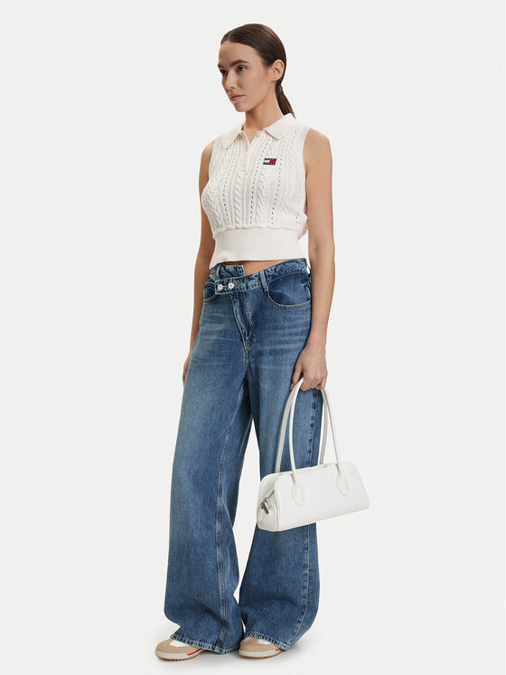 Tommy Jeans Tommy Jeans Sweter DW0DW22318 Biały Regular Fit