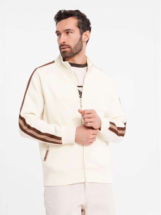 Ombre Ombre Mikina OM-SSZP-0219 Écru Regular Fit