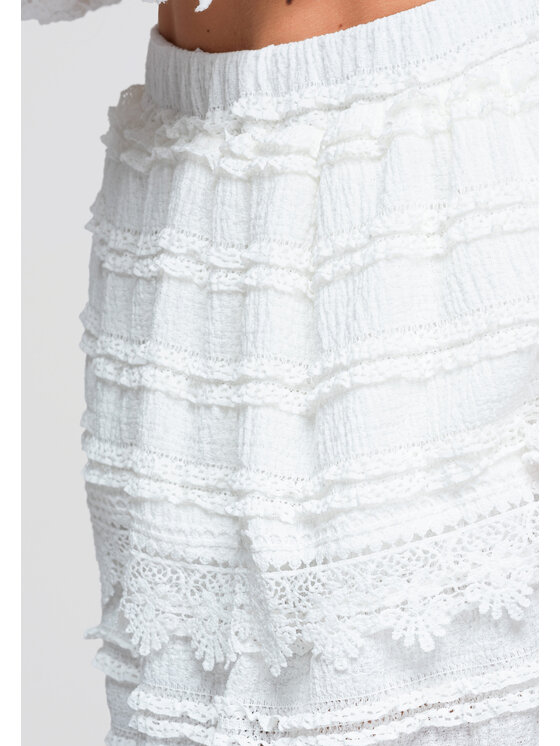 Ombre Ombre Spódnica mini OW-GL-E0015 Biały Slim Fit