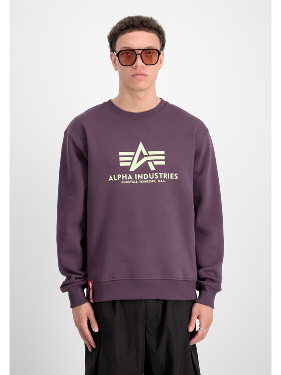 Alpha Industries Alpha Industries Bluza Basic Big Logo Sweatshirt Fioletowy Regular Fit