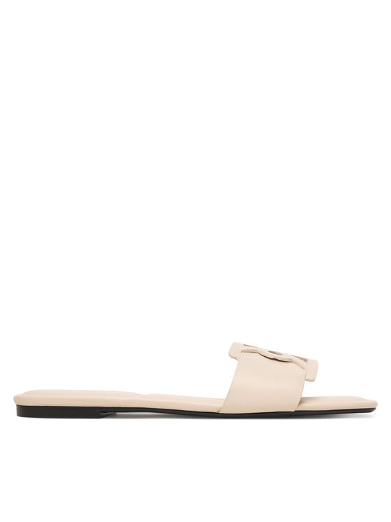 Calvin Klein Calvin Klein Şlapi Square Flat Sandal Emblem HW0HW03128 Écru