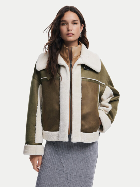 Desigual Desigual Cappotto in shearling Chaq 24WWEWB7 Cachi Regular Fit