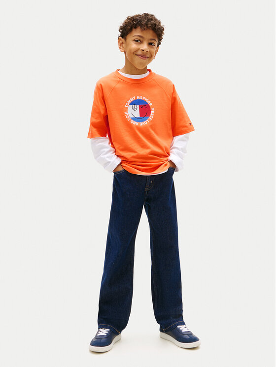 Tommy Hilfiger Tommy Hilfiger Тишърт Smiley Flag KB0KB10269 Оранжев Regular Fit