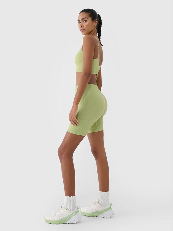 4F 4F Cyklistické šortky 4FWSS25TFSTF014-42S Zelená Slim Fit