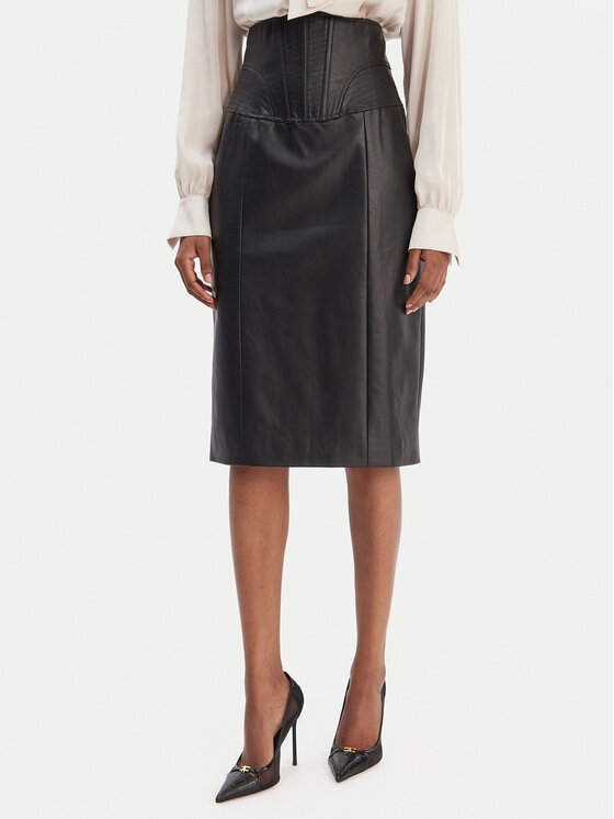 Bardot Bardot Dirbtinės odos sijonas Henley 60225SB Juoda Slim Fit