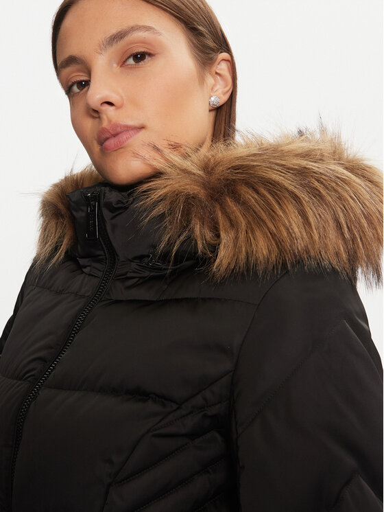 Guess Guess Пухено яке New Olga W4BL53 WEX52 Черен Regular Fit
