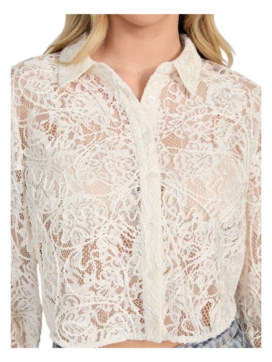 Guess Guess Camicia Camicia ls imani lace top Beige Slim Fit