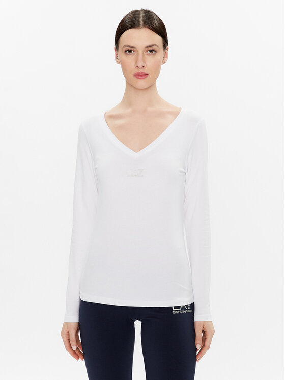 EA7 Emporio Armani Bluză 8NTT52 TJFKZ 0101 Alb Regular Fit