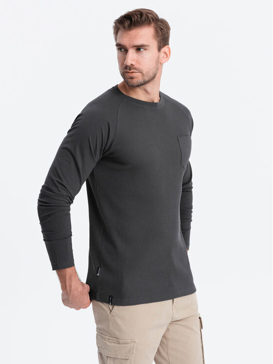 Ombre Ombre Longsleeve OM-LSCL-0109 Szary Reglan Fit