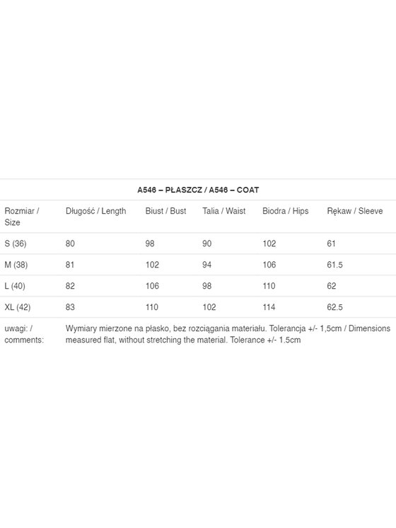 Awama Awama Płaszcz A546 Czarny Basic Fit