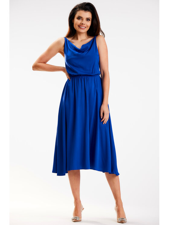 Awama Awama Sukienka letnia A579 Niebieski Basic Fit