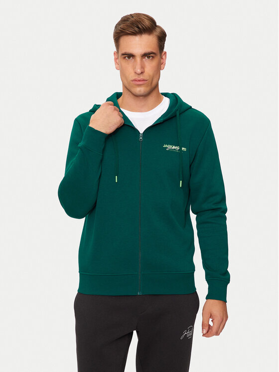 Jack&Jones Džemperis ar kapuci Alvis 12256847 Zaļš Standard Fit