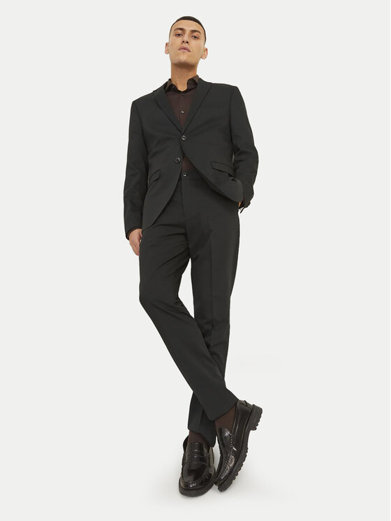 Jack & Jones Jack & Jones Společenské kalhoty Franco 12199893 Černá Super Slim Fit