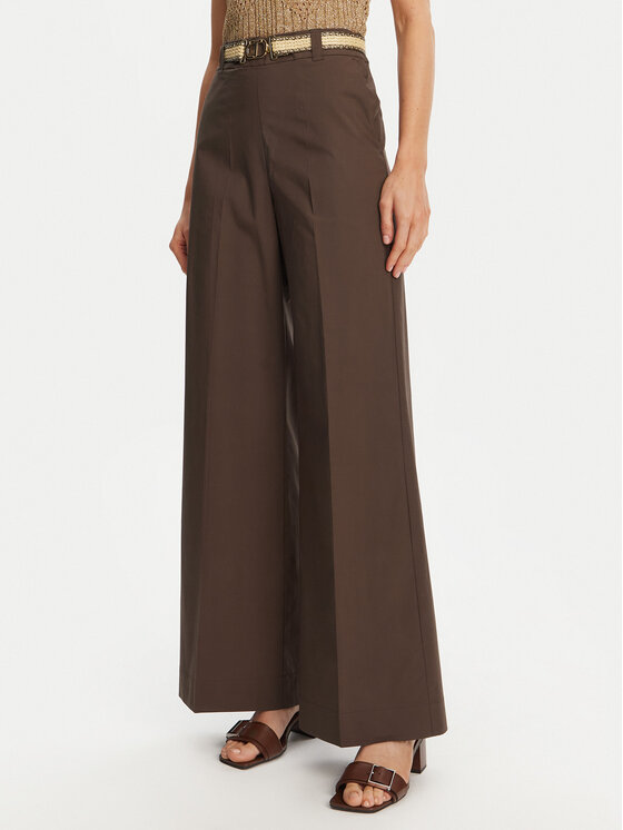 TWINSET TWINSET Palazzo kalhoty 251TT2105 Hnědá Wide Leg