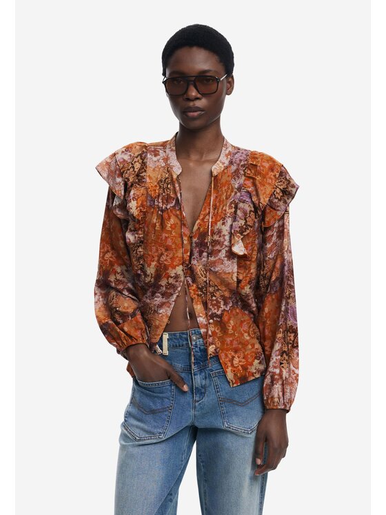 Desigual Desigual Blusa BLUS_ROMANTICA Arancione Regular Fit