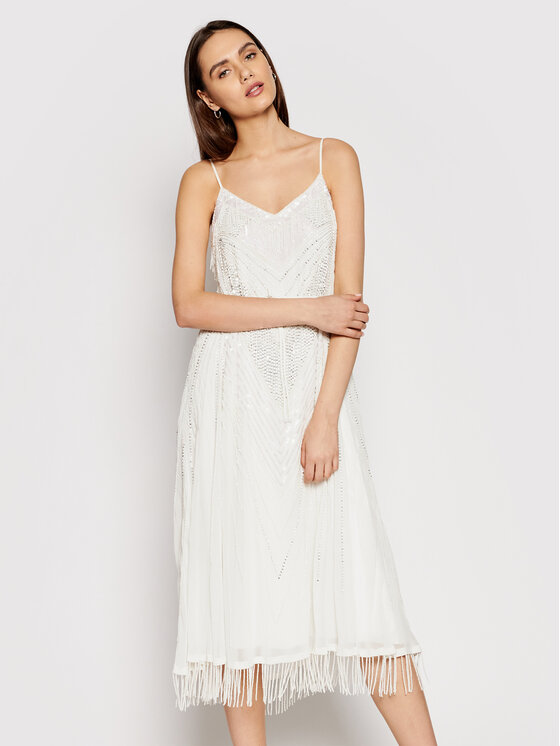 TWINSET TWINSET Φόρεμα κοκτέιλ 211TT2620 Λευκό Regular Fit