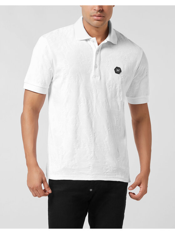 PHILIPP PLEIN PHILIPP PLEIN Polo 26189 Biały Slim Fit