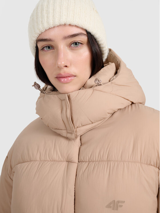 4F 4F Płaszcz zimowy APRES SKI Beżowy Oversize