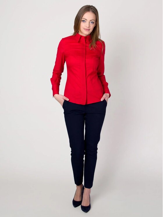 Willsoor Willsoor Koszula 60818 Czerwony Slim Fit