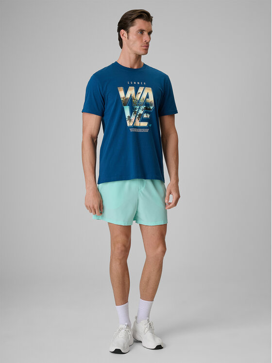 4F 4F T-Shirt SUMMER CODE Turkusowy Regular Fit