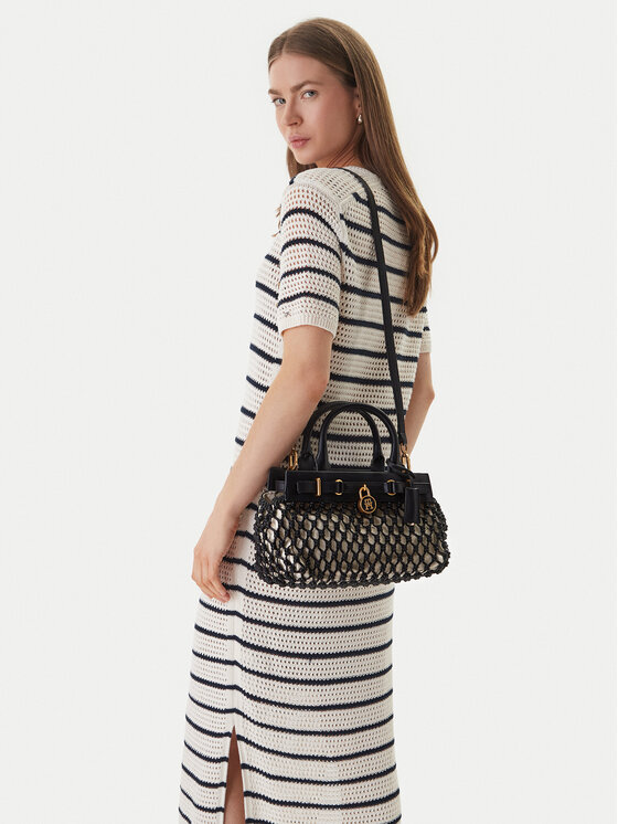 Tommy Hilfiger Geantă American Icon Mini Tote Macrame AW0AW18542 Negru