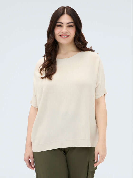 Fiorella Rubino Fiorella Rubino Sweter M250E002272N011 Kremowy Boxy Fit