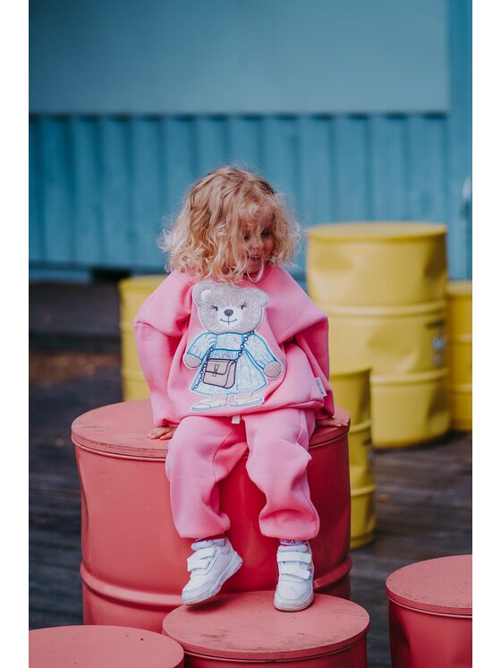 Bejbi Story Bejbi Story Bluza Bluza oversize Emily Teddy bez kaptura Różowy Oversize