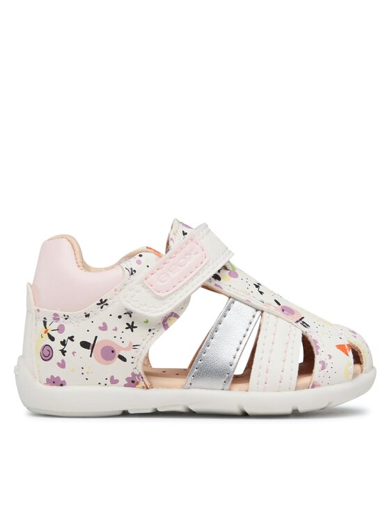 Geox Baby Girls B Elthan Girl Sandal, White Lt Rose, 23 EU