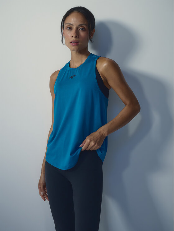 4F 4F Top LUMINOUS FLIGHT Turkusowy Regular Fit