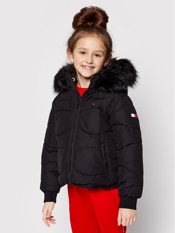 Tommy Hilfiger Tommy Hilfiger Μπουφάν χειμωνιάτικο Tonal Fur KG0KG05970 M Μαύρο Regular Fit