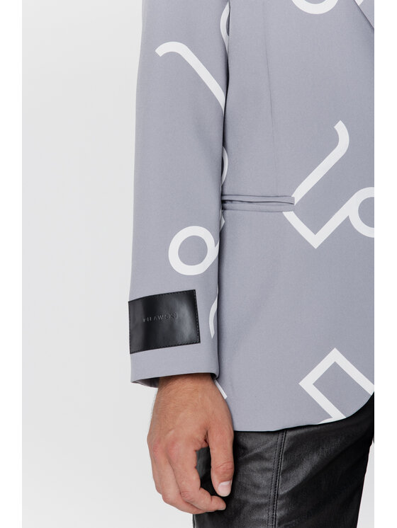 Pilawski Pilawski Marynarka MARYNARKA SZARA W MONOGRAM MĘSKA Szary Slim Fit