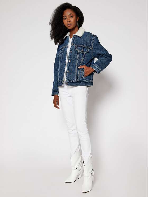 Levi's® Levi's® Džinsa jaka Ex-Boyfriend Sherpa Trucker 36137-0034 Tumši zils Regular Fit