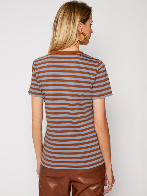 Tory Burch Tory Burch T-Shirt Striped Logo 63871 Braun Regular Fit