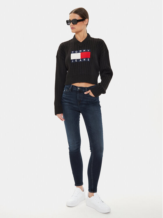 Tommy Jeans Tommy Jeans Sweater Center Flag DW0DW18528 Fekete Relaxed Fit
