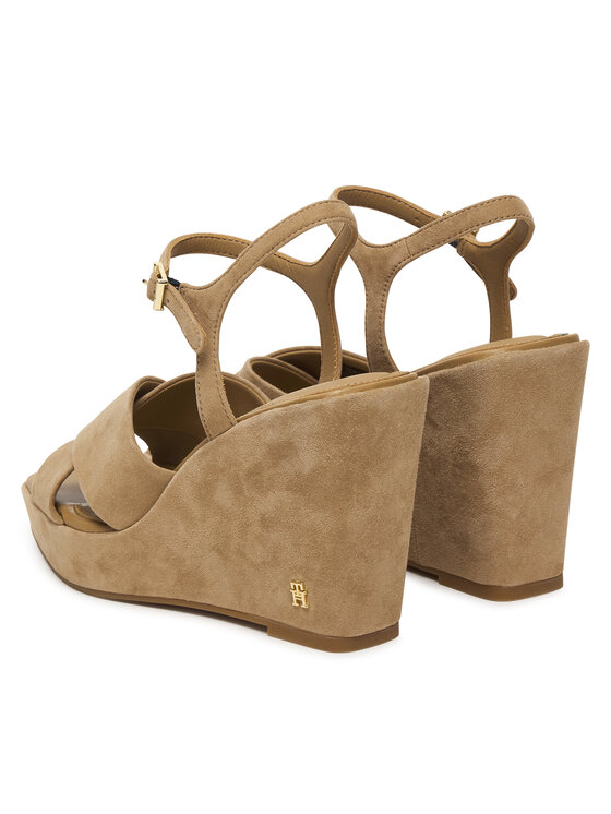 Tommy Hilfiger Tommy Hilfiger Sandalen Suede Wrapped High Wedge FW0FW09218 Braun